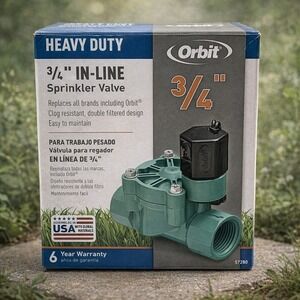 Orbit 3/4" Heavy Duty In-Line Sprinkler Valve Outdoor Irrigation NEW Open Box